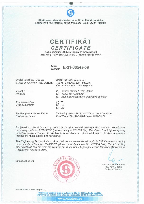 Certifikáty výrobků