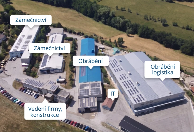 Letecký pohled na areál Březnice v roce 2026